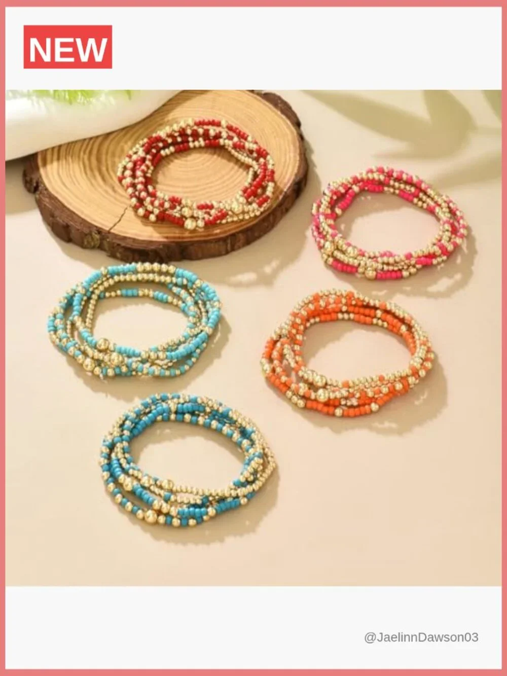 Multilayer Resin Beaded Stackable Stretch Bracelets Set Friendship Boho Jewelry